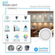 Load image into Gallery viewer, Swivel LED Puck Lights Kit with ETL List, Recessed or Surface Mount Design, CRI90, 3 - Piece Kit With 12V Adaptor &amp; Touch Dimmer, Linkable, 3x3.5 Watts, 750 Lumens, White - LEDMyPlace