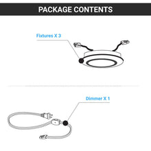 Load image into Gallery viewer, Swivel LED Puck Lights Kit with ETL List, Recessed or Surface Mount Design, CRI90, 3 - Piece Kit With 12V Adaptor &amp; Touch Dimmer, Linkable, 3x3.5 Watts, 750 Lumens, White - LEDMyPlace