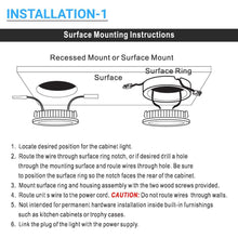 Load image into Gallery viewer, Swivel LED Puck Lights Kit with ETL List, Recessed or Surface Mount Design, CRI90, 3 - Piece Kit With 12V Adaptor &amp; Touch Dimmer, Linkable, 3x3.5 Watts, 750 Lumens, White - LEDMyPlace