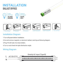 Load image into Gallery viewer, T8 4ft LED Tube/Bulb - Glass 18W 1800 Lumens 4000K Clear, Single Ended Power - Ballast Bypass - LEDMyPlace