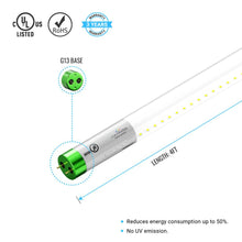 Load image into Gallery viewer, T8 4ft LED Tube/Bulb - Glass 18W 1800 Lumens 4000K Clear, Single Ended Power - Ballast Bypass - LEDMyPlace