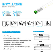 Load image into Gallery viewer, T8 4ft LED Tube/Bulb - Glass 18W 1800 Lumens 5000K Clear, Plug N Play, Double End Power - Ballast Compatible (Check Compatibility List) - LEDMyPlace