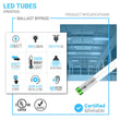 Load image into Gallery viewer, T8 4ft LED Tube/Bulb - Glass 18W 1800 Lumens 5000K Frosted, G13 Base, Single Ended Power - Ballast Bypass - LEDMyPlace
