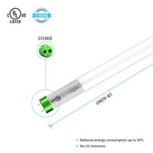 Load image into Gallery viewer, T8 4ft LED Tube/Bulb - Glass 18W 1800 Lumens 6500K Frosted, Single Ended Power - Ballast Bypass - LEDMyPlace