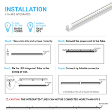 Load image into Gallery viewer, T8 8ft Integrated LED Tube Light 60W V Shape 5000K Daylight White, Clear, Linkable LED Lighting for Garage Warehouse, Upgraded Shop Lights, Plug and Play - LEDMyPlace