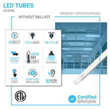 Load image into Gallery viewer, T8 8ft LED Tube/Bulb - 32/36/40/48W Wattage Adjustable, 130lm/w, 3000K/4000K/5000K/6500K CCT Changeable, Clear, R17D Base, - Ballast Bypass - LEDMyPlace