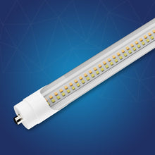 Load image into Gallery viewer, T8 8ft LED Tube/Bulb - 48w/40w/36w/32w Wattage Adjustable, 130lm/w, 3000k/4000k/5000k/6500k CCT Changeable, Clear, FA8 Single Pin, Double End Power - Ballast Bypass - LEDMyPlace