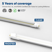 Load image into Gallery viewer, T8 8ft LED Tube/Bulb - 48w/40w/36w/32w Wattage Adjustable, 130lm/w, 3000k/4000k/5000k/6500k CCT Changeable, Frosted, FA8 Single Pin, Double End Power - Ballast Bypass - LEDMyPlace