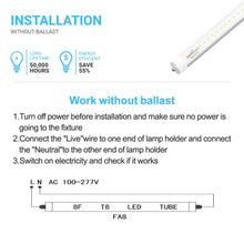Load image into Gallery viewer, T8 8ft LED Tube/Bulb - 48w/40w/36w/32w Wattage Adjustable, 130lm/w, 3000k/4000k/5000k/6500k CCT Changeable, Frosted, FA8 Single Pin, Double End Power - Ballast Bypass - LEDMyPlace