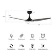Load image into Gallery viewer, Trailblazer 52 In. Wi - Fi Best Smart Ceiling Fan w/ Remote Control &amp; LED Light, Alexa/Siri/Google Home Compatible, Black/dark Wooden Pattern (3 - Blade) - LEDMyPlace