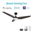 Load image into Gallery viewer, Trailblazer 52 In. Wi - Fi Best Smart Ceiling Fan w/ Remote Control &amp; LED Light, Alexa/Siri/Google Home Compatible, Black/dark Wooden Pattern (3 - Blade) - LEDMyPlace