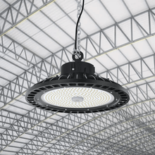 Load image into Gallery viewer, UFO LED High Bay Light 150/120/100 Watt Adjustable, 5700K, 150LM/W - 155LM/W, AC277 - 480V High Voltage, IP65, UL, DLC Listed, 1 - 10V Dim, For Warehouse Barn Airport Workshop Garage Factory - LEDMyPlace