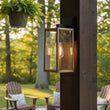 Load image into Gallery viewer, Wall Lights, Exterior Light Fixture, Clear Glass Garage Light, Modern Outdoor Lights Sconce with Waterproof, for Patio, E26 Socket Black+Wood Finish - 5.75"L x 6.1"W x 13.78"H - LEDMyPlace