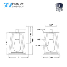 Load image into Gallery viewer, Wall Sconce Fixture, UL Listed for Damp Location, E26 Socket Wall Lamp, Matte Black Finish, Hallway Light Fixtures - LEDMyPlace