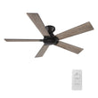 Load image into Gallery viewer, Wynston 52 inch 5 - Blade Flush Mount Ceiling Fan with Remote Control - Black/Walnut &amp; Black Reversible Blades (No Light) - LEDMyPlace