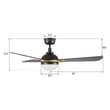 Load image into Gallery viewer, ZELDA 52 inch 3 - Blade Ceiling Fan with LED Light &amp; Remote - LEDMyPlace