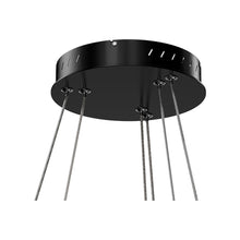 Load image into Gallery viewer, 2-Ring LED Chandelier, 61W, 3000K-6500K, 2241LM, Dimmable, Matte black Body Finish, Diameter 34.9&#39;&#39;×0.4&#39;&#39;×71&#39;&#39;