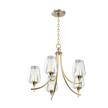 Load image into Gallery viewer, 5-Lights Chandelier Light - Brass Gold Finish with Clear Glass Shades, E26 Socket, UL Listed for Damp Location, 3 Years Warranty