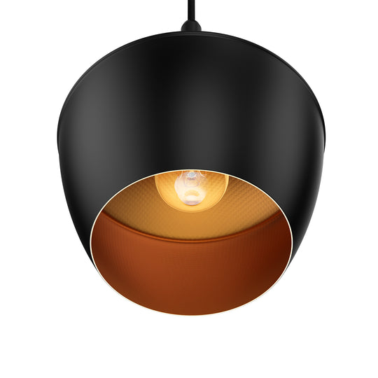 Matte Black Pendant Light Fixture, Gourd style, E26 Base, Steel Body, UL Listed