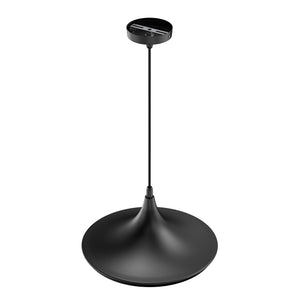 Matte Black Pendant Light Fixture, Trumpet-Shaped, E26 Base, Steel Body, UL Listed