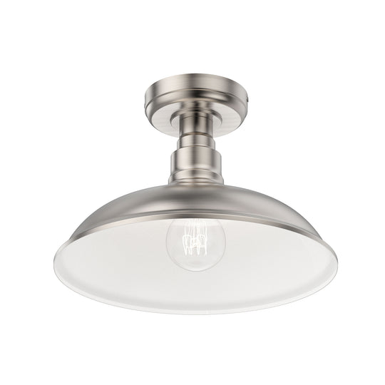 Industrial Style Brushed Nickel Semi Flush Mount Ceiling Light, E26 Base, UL Listed, 3 Years Warranty