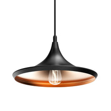 Load image into Gallery viewer, Matte Black Pendant Light Fixture, Trumpet-Shaped, E26 Base, Steel Body, UL Listed