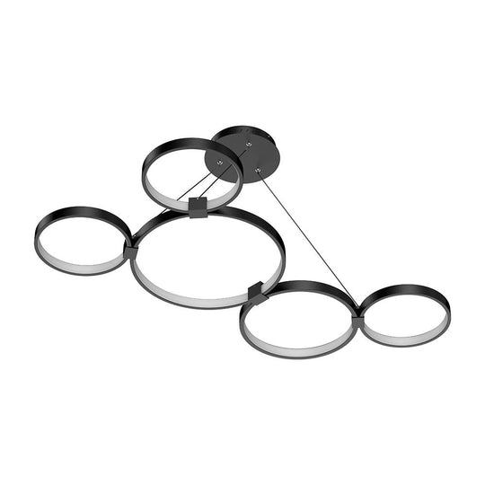 Modern Circular Chandelier, 5-Light, 92W, 3000K (Warm White), 3677 Lumens, Wheel Chandelier, Dimension: 50.1''x31.6''x110''