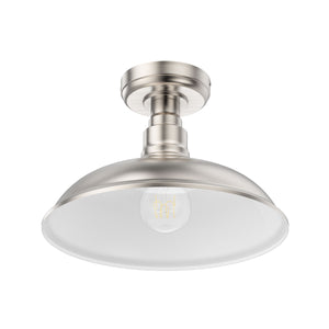 Industrial Style Brushed Nickel Semi Flush Mount Ceiling Light, E26 Base, UL Listed, 3 Years Warranty