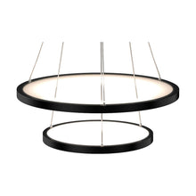 Load image into Gallery viewer, 2-Ring LED Chandelier, 61W, 3000K-6500K, 2241LM, Dimmable, Matte black Body Finish, Diameter 34.9&#39;&#39;×0.4&#39;&#39;×71&#39;&#39;