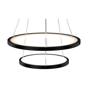 2-Ring LED Chandelier, 61W, 3000K-6500K, 2241LM, Dimmable, Matte black Body Finish, Diameter 34.9''×0.4''×71''