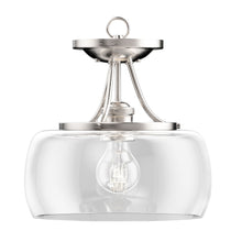 Load image into Gallery viewer, 1-Light Clear Glass Semi Flush Mount Light, Brushed Nickel Ceiling Light, E26 Base, UL Listed for Damp Location, 3 Years Warranty