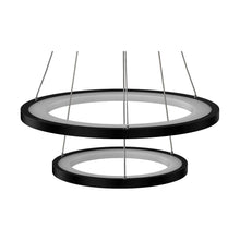 Load image into Gallery viewer, 2-Ring LED Chandelier, 61W, 3000K-6500K, 2241LM, Dimmable, Matte black Body Finish, Diameter 34.9&#39;&#39;×0.4&#39;&#39;×71&#39;&#39;