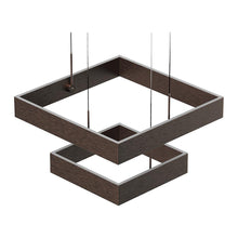 Load image into Gallery viewer, 2-Lights, Square Chandelier Lighting  in Brushed Brown Body Finish, 141W, 3000K, 8800LM, Oxidation Finish Technique, Dimmable