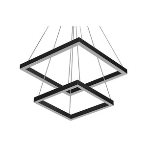 Modern Two-Tier Square Chandelier Lighting, 54W, 3000K, 3016LM, Dimension : 19.7''L×19.7''W×55''H