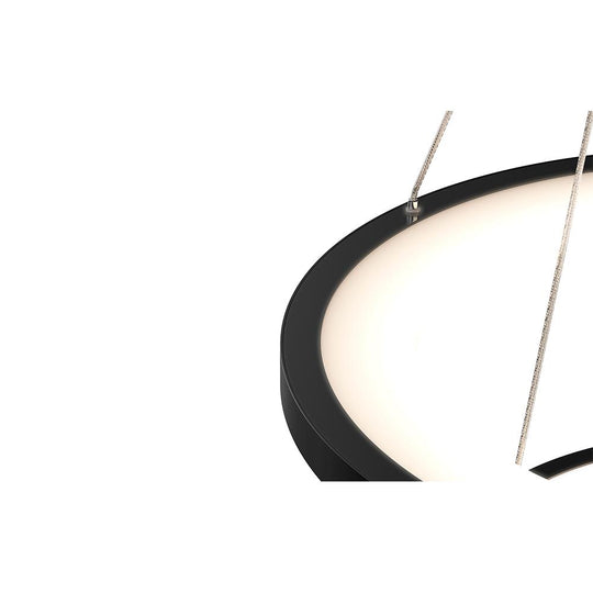 2-Ring LED Chandelier, 61W, 3000K-6500K, 2241LM, Dimmable, Matte black Body Finish, Diameter 34.9''×0.4''×71''