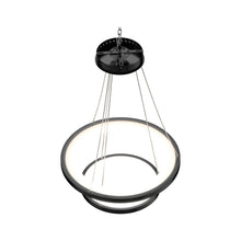 Load image into Gallery viewer, 2-Ring LED Chandelier, 61W, 3000K-6500K, 2241LM, Dimmable, Matte black Body Finish, Diameter 34.9&#39;&#39;×0.4&#39;&#39;×71&#39;&#39;