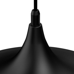 Matte Black Pendant Light Fixture, Trumpet-Shaped, E26 Base, Steel Body, UL Listed