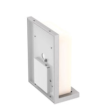 Load image into Gallery viewer, 12W Rectangle Shape LED Outdoor Wall Sconce, Painted Silver Finish, White Acrylic Shade, ETL Listed