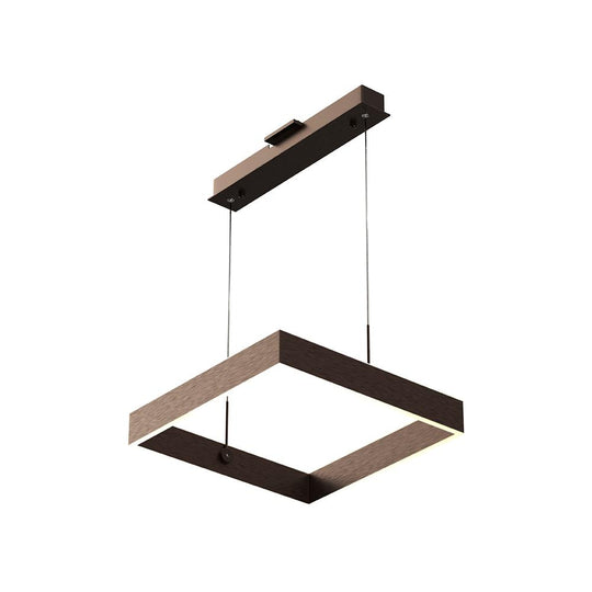 1-Light, Square Chandelier Lighting in Brushed Brown Body Finish, 70W, 3000K(warm white), 5200LM, Dimmable, 3 Years Warranty