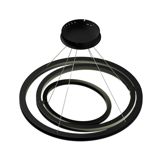 3-Ring LED Light Circular Chandelier, 102W, 3000K, 4335LM, Matte Black Body Finish, Dimmable, Pendant Mounting