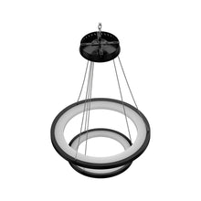 Load image into Gallery viewer, 2-Ring LED Chandelier, 61W, 3000K-6500K, 2241LM, Dimmable, Matte black Body Finish, Diameter 34.9&#39;&#39;×0.4&#39;&#39;×71&#39;&#39;