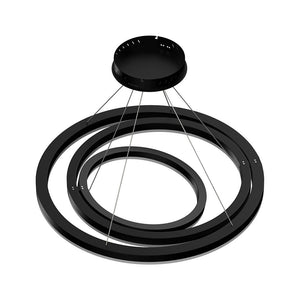 3-Ring LED Light Circular Chandelier, 102W, 3000K, 4335LM, Matte Black Body Finish, Dimmable, Pendant Mounting