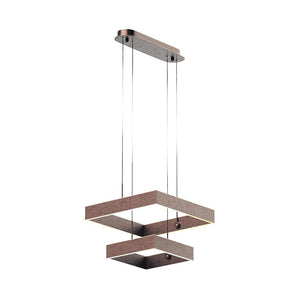 2-Lights, Square Chandelier Lighting  in Brushed Brown Body Finish, 141W, 3000K, 8800LM, Oxidation Finish Technique, Dimmable