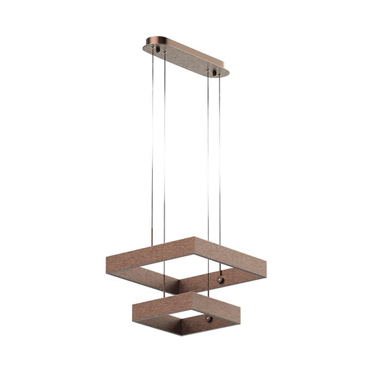 2-Lights, Square Chandelier Lighting  in Brushed Brown Body Finish, 141W, 3000K, 8800LM, Oxidation Finish Technique, Dimmable