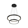 Load image into Gallery viewer, 2-Ring LED Chandelier, 61W, 3000K-6500K, 2241LM, Dimmable, Matte black Body Finish, Diameter 34.9&#39;&#39;×0.4&#39;&#39;×71&#39;&#39;