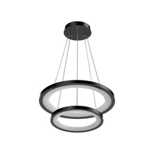 Load image into Gallery viewer, 2-Ring LED Chandelier, 61W, 3000K-6500K, 2241LM, Dimmable, Matte black Body Finish, Diameter 34.9&#39;&#39;×0.4&#39;&#39;×71&#39;&#39;