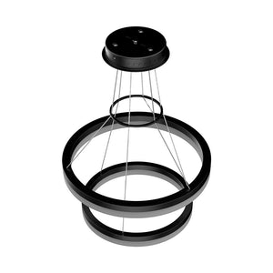 2-Ring, Modern LED Chandelier, 78W, 120V, 3000K, 3985LM, Dimmable