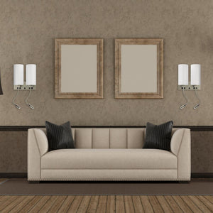 2-Light Modern Bedside Wall Sconce Light with Two LED Reading Swing Arm Wall Lights, 1 USB + 2 Switch + 2 Outlet, Brushed Nickel Finish, White Acrylic Shades