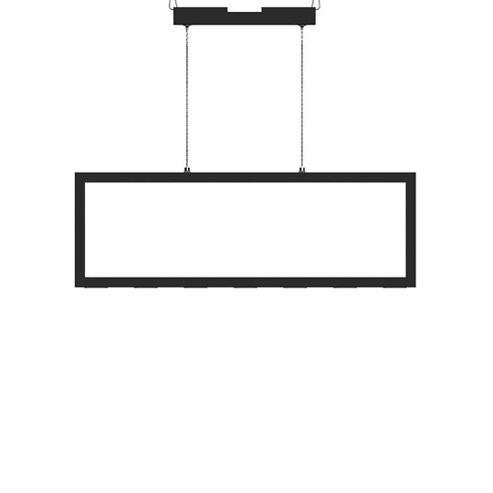 Rectangular Chandelier LED For Office Kitchen Dining Room, 33W, 3000K, 1650LM, LED Pendant Lighting with Matte Black Body Finish, Dimmable, 1-Light
