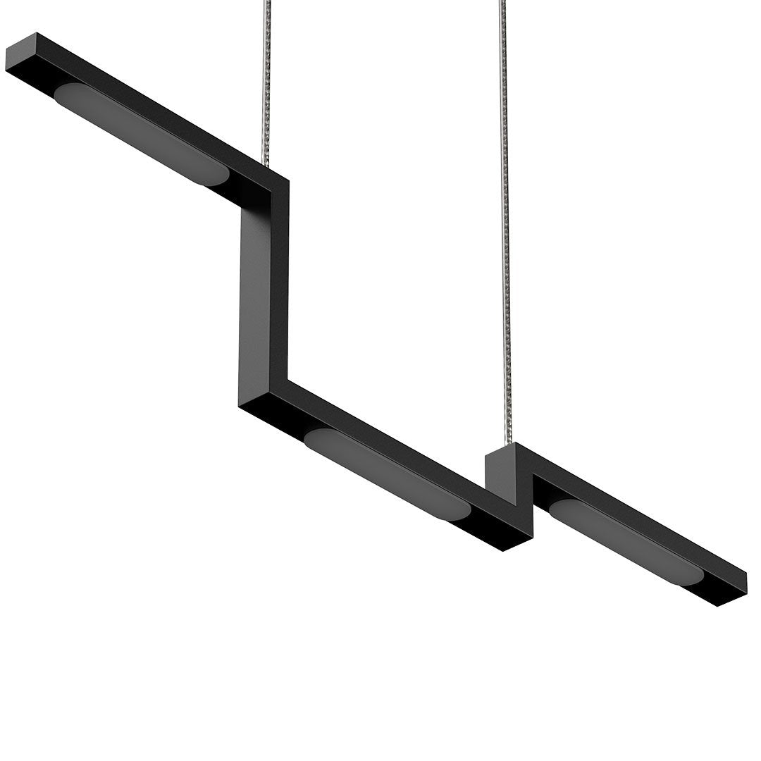 1-Lights - Modern Linear Chandelier Light - 16W - 3000K - 800LM - Suspension Fixture - Matte black Body Finish - Dimmable - 31.5''×1.3''×71'' (Dimension)